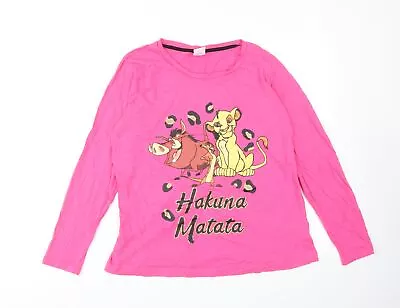 Buy Disney Womens Pink Cotton Basic T-Shirt Size M Round Neck - Lion King Hakuna Mat • 5.50£