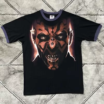 Buy Vintage Darth Maul Star Wars AOP Ringer T Shirt - Size Medium Made In USA 90s  • 99.95£