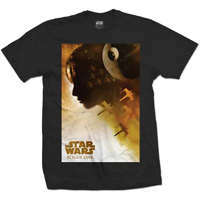 Buy Star Wars Men's Black T-Shirt Rogue One Jyn Silhouette • 7.89£