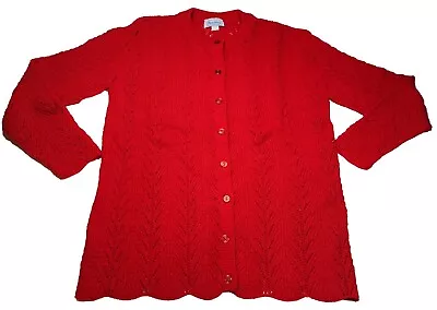 Buy Brunny Womens Size M Red Cardigan Knit Button Up Christmas Sweater Vtg Holiday • 14.67£