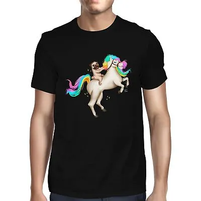 Buy 1Tee Mens Pug Riding Unicorn T-Shirt • 8.99£