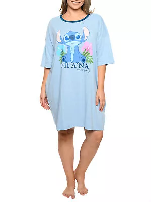 Buy Womens Disney Stitch Sleep Shirt Pajamas Blue One Size Ohana Means Family • 28.34£