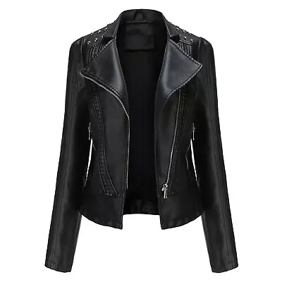 Buy Women's Leather Jacket Coat Genuine Leather Top Motorcycle Slim Fit Designer// • 29.99£