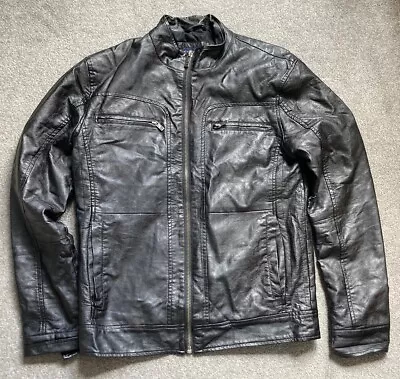 Buy !Solid Dahl Man Vegan Leather Biker Jacket Black Size M • 22£