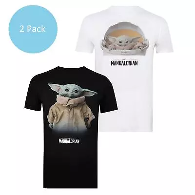 Buy Star Wars Mandalorian Mens T-shirt 2 Pack Baby Yoda Grogu S-2XL Official • 19.99£