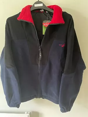 Buy New Mens Vintage Intrepid Fleece Jacket. Navy,Black With Red Collar • 20£