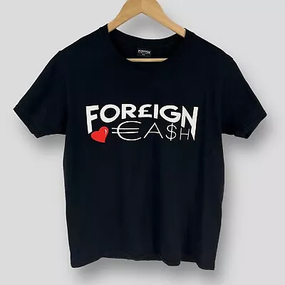 Buy FOREIGN CASH Black T-shirt With Print In Front/Back SIZE S • 8.95£
