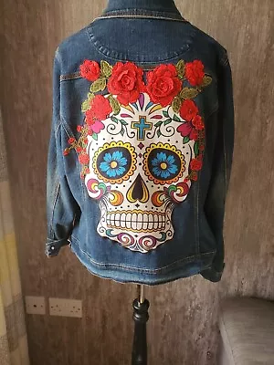 Buy Evans Denim Jacket Size 22 With Skull N Roses  Amazing • 38£