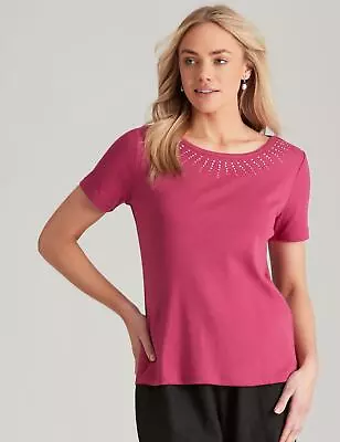 Buy Womens Summer Tops - Pink Tshirt / Tee - Cotton - Smart Casual Clothing | NONI B • 14.42£