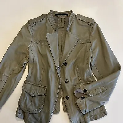 Buy Ouiset Women’s Leather Jacket Size 10 Sage Green • 40£