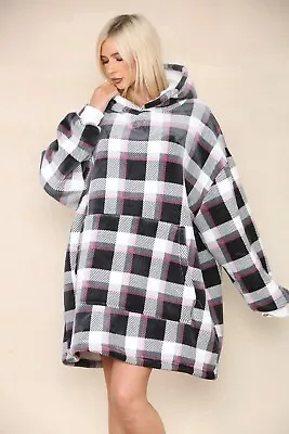 Buy Adult Mens Womens Oodie Oversized Hug & Snug Hoodie Soft Blanket Check UK Stock • 12.99£