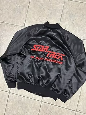 Buy STAR TREK Jacket Satin LARGE Embroidered Next Generation Picard Vintage Rare NEW • 94.71£