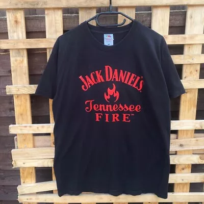 Buy JACK DANIELS Tennessee Fire Whiskey Black Promotional T-shirt Medium • 11.99£