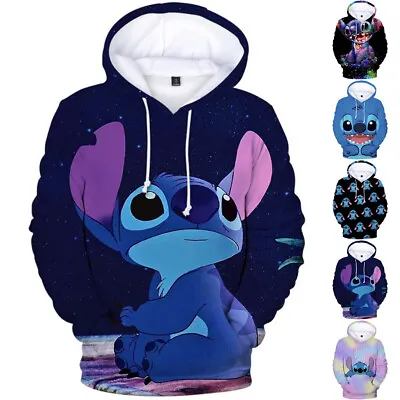 Buy Lilo & Stitch Cartoon Print Hoodie Sweatshirts Hooded Pullovers Jumper Tops Kids • 8.89£