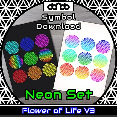 Buy Flower Of Life V3 Neon Set - Symbol - SVG PNG JPG PDF PSD AI EPS [2D Download] • 2.71£