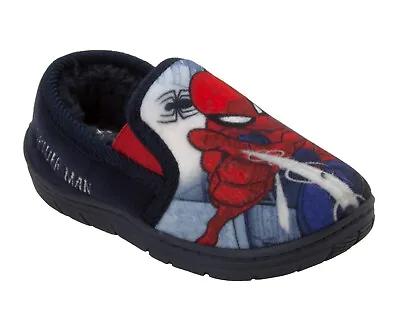 Buy Boys Marvel Spiderman Official Character Novelty Slip On Slippers Uk Size 8-2 • 9.99£