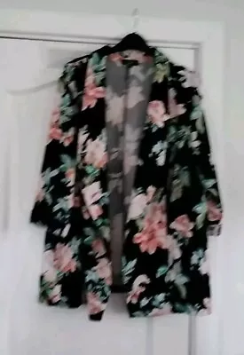 Buy Ladies Black Floral Unlined Jacket From New Look, Size 24, Excellent Condition, • 4.99£