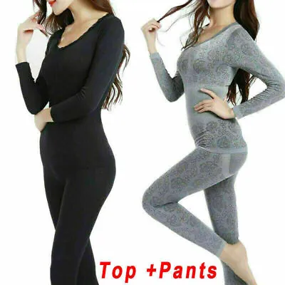 Buy Women's Thermal Underwear Long Sleeve Nightwear Winter Warm Top+Pant Pajamas Set • 4.99£