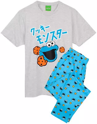 Buy Sesame Street Blue Short Sleeve Long Leg Pyjama Set (Mens) • 20.99£