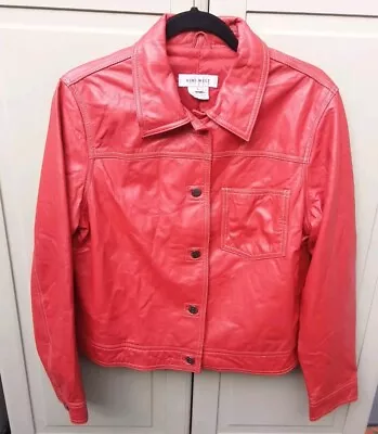 Buy Women's NINE WEST Short Red 100%  Leather Jacket Size L -38-40  Chest  • 38£