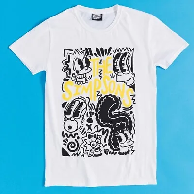 Buy Official The Simpsons Graffiti White T-Shirt : S,M,L,XL,XXL • 19.99£