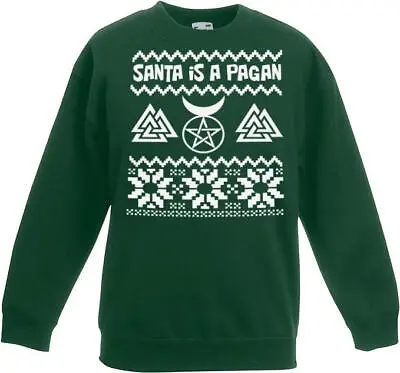 Buy Adults Santa Is A Pagan Viking Christmas Xmas Green Unisex Sweatshirt Jumper • 21.95£
