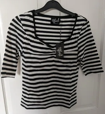 Buy Hell Bunny Warlock Top White And Black Stripe - Medium / UK 12 - New With Tags • 24.99£