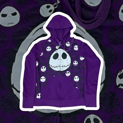 Buy Jack Skellington Disney Nightmare Before Christmas M Purple Zip Hoodie Halloween • 51.97£