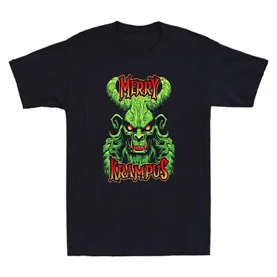 Buy Merry Krampus Christmas Xmas Horror Ugly Sweater Evil Graphic Retro Men T-Shirt • 14.99£