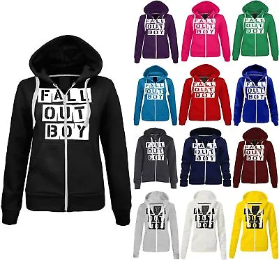 Buy Womens Fall Out Boy Printed Hoodie Ladies Zipped Winter Fleece Hooded Jacket • 12.99£