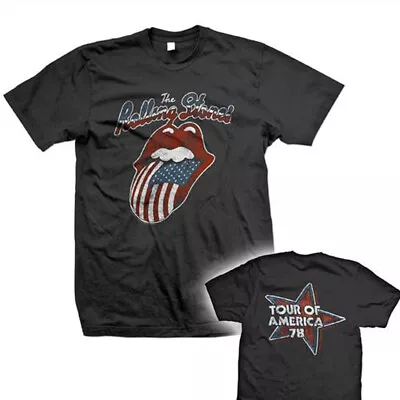 Buy The Rolling Stones Tour Of America 78 Black Official Tee T-Shirt Mens • 18.27£