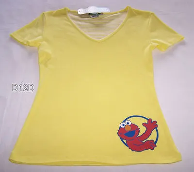 Buy Sesame Street Elmo Ladies Yellow Printed Short Sleeve T Shirt Size 12 New • 9.49£