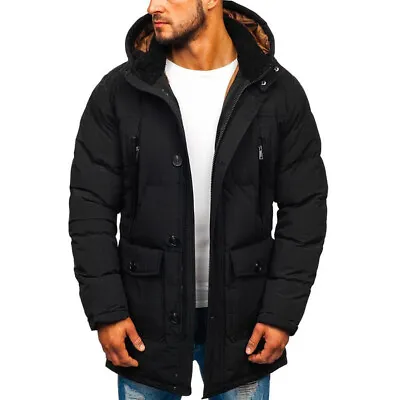 Buy Mens Winter Zip Up Jacket Quilted Bubble Coat Plain Padded Puffer Warm Coats • 28.55£