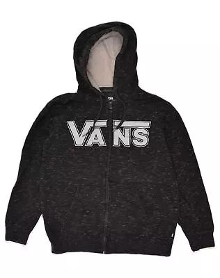 Buy VANS Mens Graphic Zip Hoodie Sweater Medium Black Flecked Cotton GV04 • 14.17£