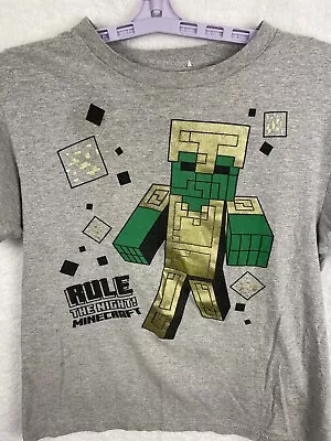 Buy Minecraft “Rule The Night “ Graphic Tshirt Gray Size Kids Large Gamers Skaters • 6.31£