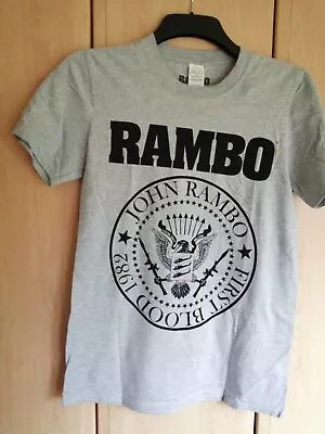 Buy Gildan Active Mens T Shirt Featuring RAMBO Grey Size Small Chest 36ins Brand New • 5.50£