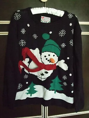 Buy Atmosphere  Ladies Xmas Jumper Small Black  Snowman On Front    Used  Vgc  • 11.99£