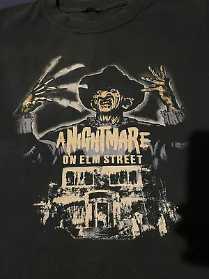 Buy Vintage Nightmare On Elm Street Tshirt Medium M Black Freddy Krueger Scream 90’s • 30£