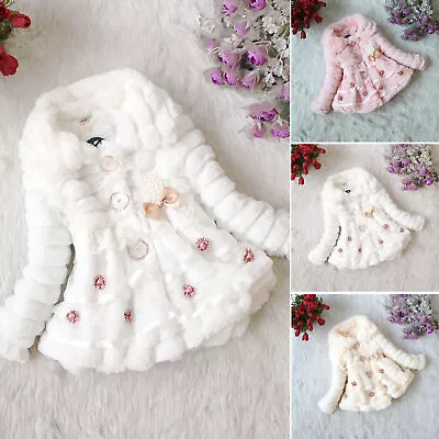Buy Baby Toddler Girls Fluffy Fleece Coat Winter Warm Faux-Fur Plush Jacket Outwear • 14.29£