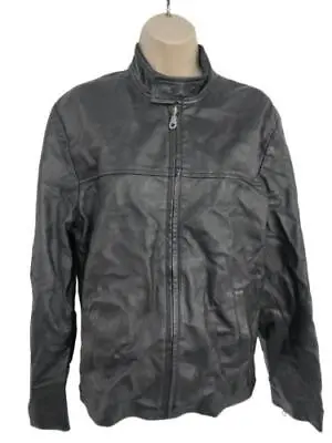 Buy Womens Moto Black Leather Biker Style Coat / Jacket Full Zip Lined Size Medium • 16.99£