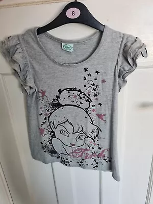 Buy Age 8-9 Years Disney Tinkerbell T-shirt Girls  Princess Grey Short-sleeves • 1.99£