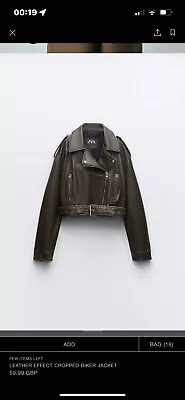 Buy Never Worn New Zara Brown Acid Leather Jacket Size Small 8-10 • 30£
