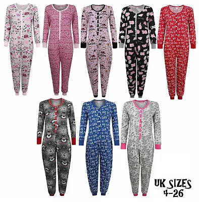 Buy Ladies Onezee All In One Cotton Xmas Novelty One Piece Pyjamas Uk 4-26 #random • 9.99£