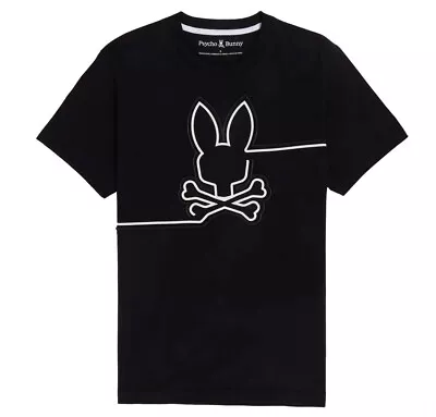 Buy Psycho Bunny Mens T-Shirt Chester Raised Graphic Logo Crew Neck Tee In Black • 54.99£