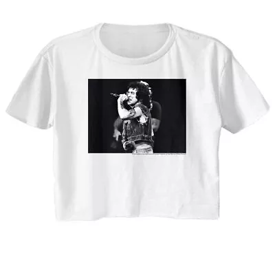 Buy Bon Scott AC/DC Bon BW White Women's Festival Cali Crop T-Shirt • 26.49£