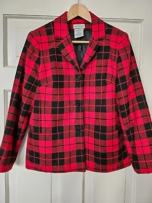 Buy VINTAGE Red Black CHECK Jacket Shacket WESTERN COWGIRL ROCKABILLY Size 10/12/M • 6£