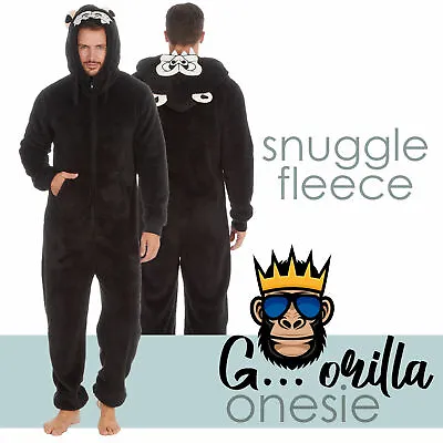 Buy Mens Fleece 1Onesie Boys Snuggle Black Character King Kong Gift One Piece Lounge • 26.99£