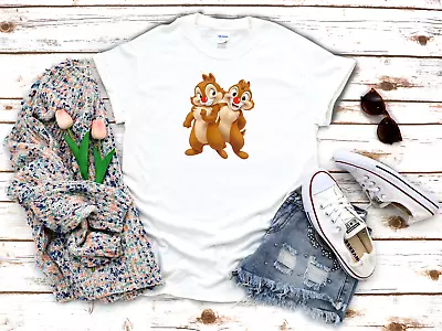 Buy Funny Chip And Dale Disney Character White Women's 3/4 Short Sleeve T-Shirt F199 • 9.92£