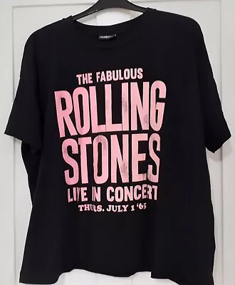 Buy The Rolling Stones T-Shirt Womens UK 22 Black Top Round Neck Short Sleeve • 8.99£