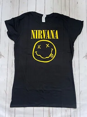 Buy Official Nirvana Smiley Face Womens T-Shirt New Unisex Licensed Merch • 13.95£